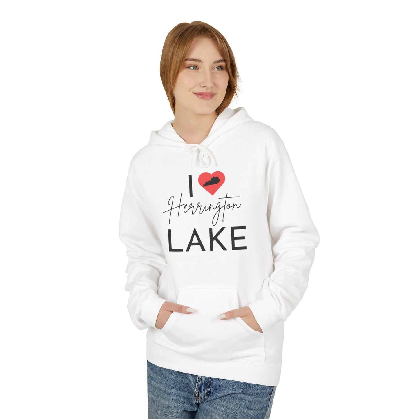 I ❤️ Herrington Lake Unisex Midweight Softstyle Cotton-Faced Fleece Hoodie