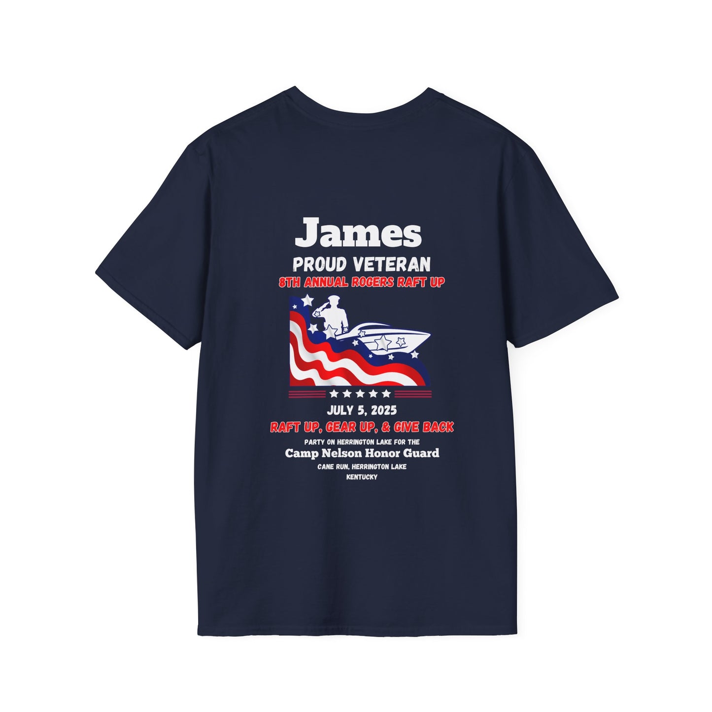 VETERANS 2025 Roger's Raft-Up for Camp Nelson Honor Guard 100% Ringspun Cotton UNISEX Double-Sided Tee