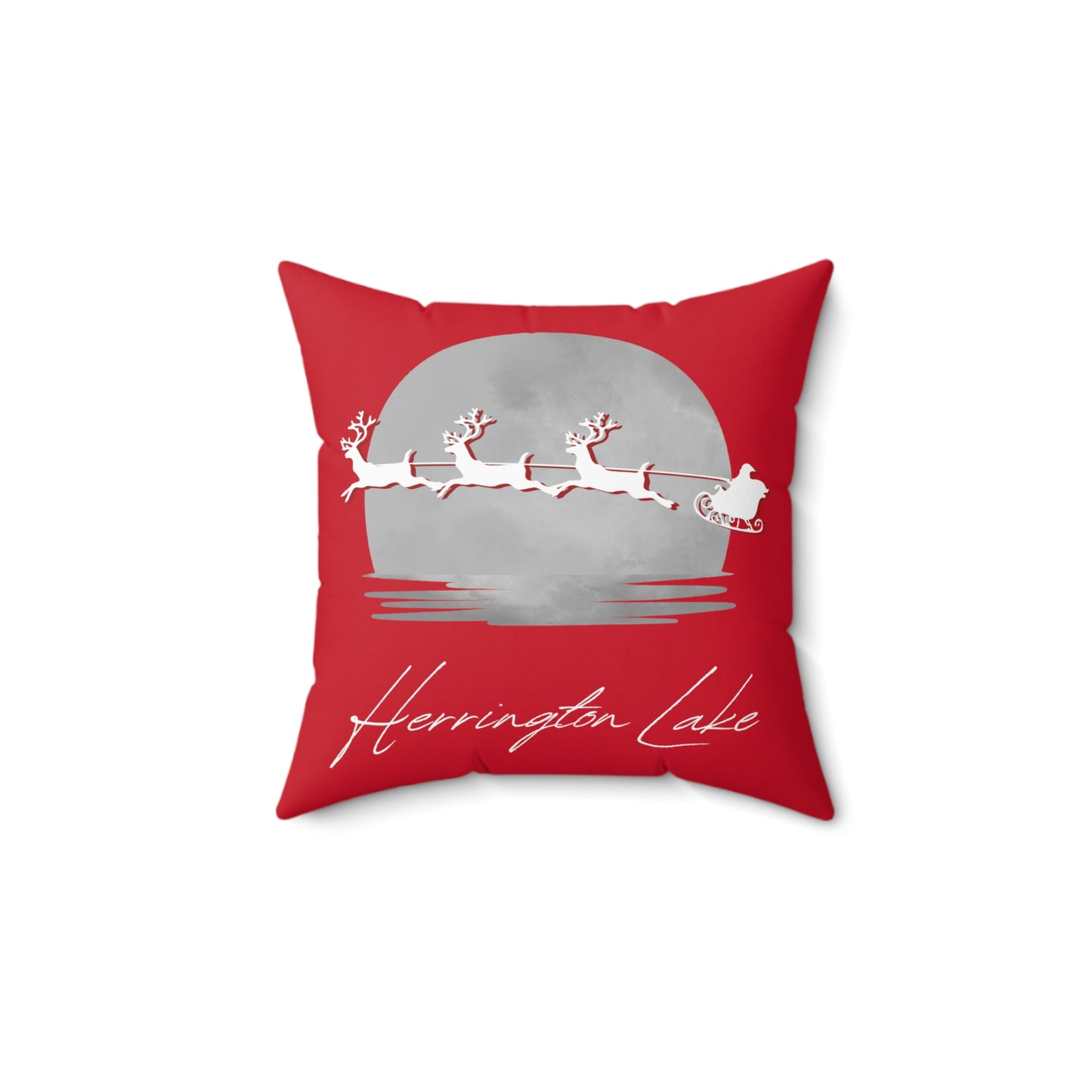 "A Very Merry Lakeside Christmas" Spun Polyester Square Accent Pillow (Red)