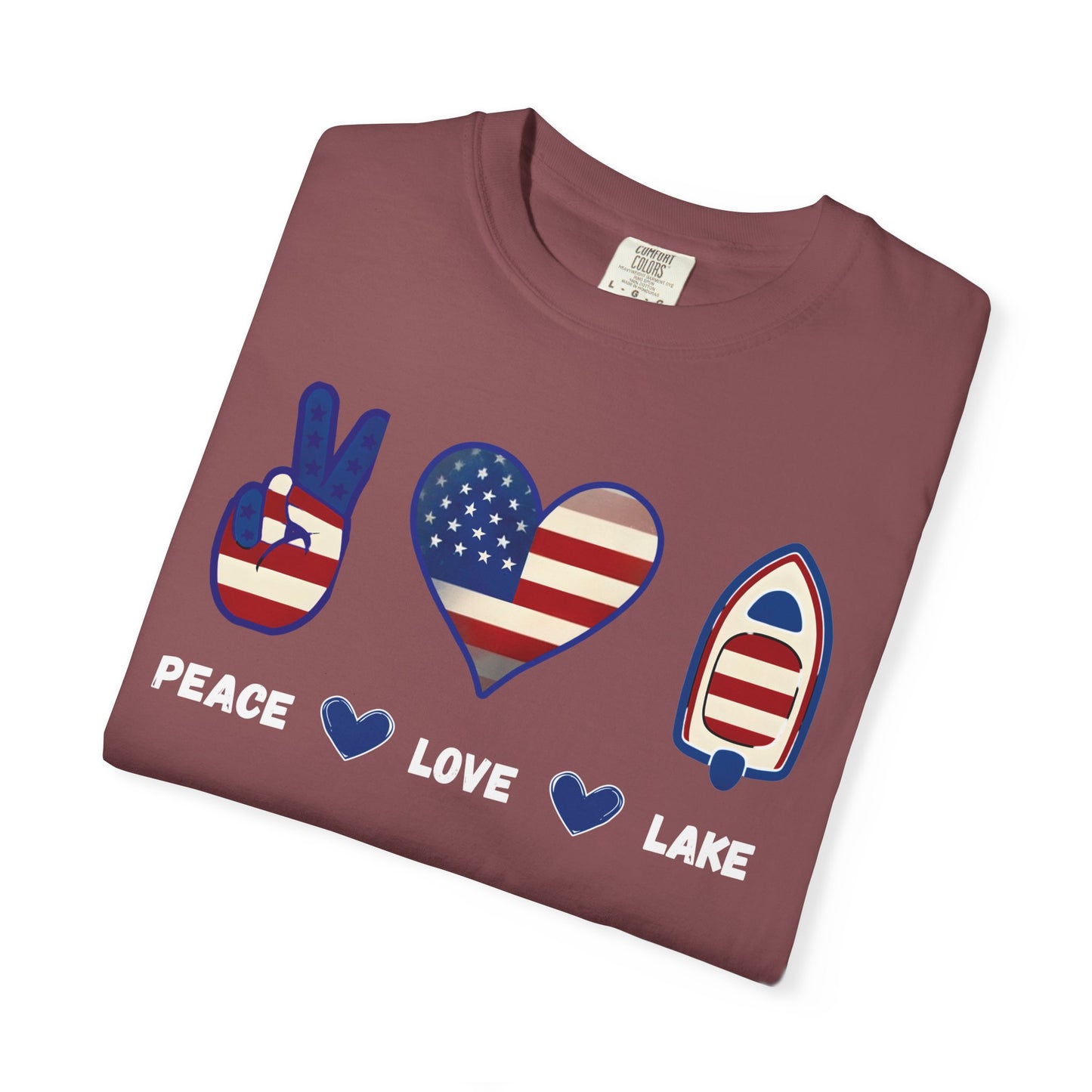 Peace Love Lake Unisex Lake Patriots Collection Premium Garment-Dyed Comfort Colors TShirt