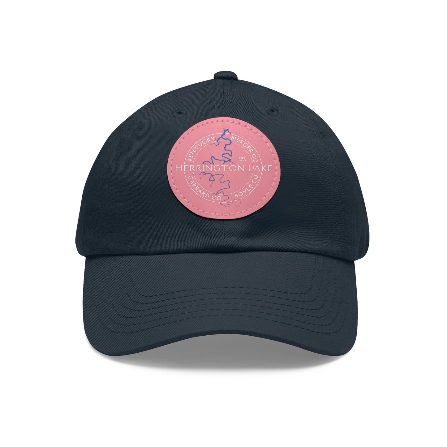 The "Classic" Herrington Lake and County Dad Hat with Leather Patch (Round)