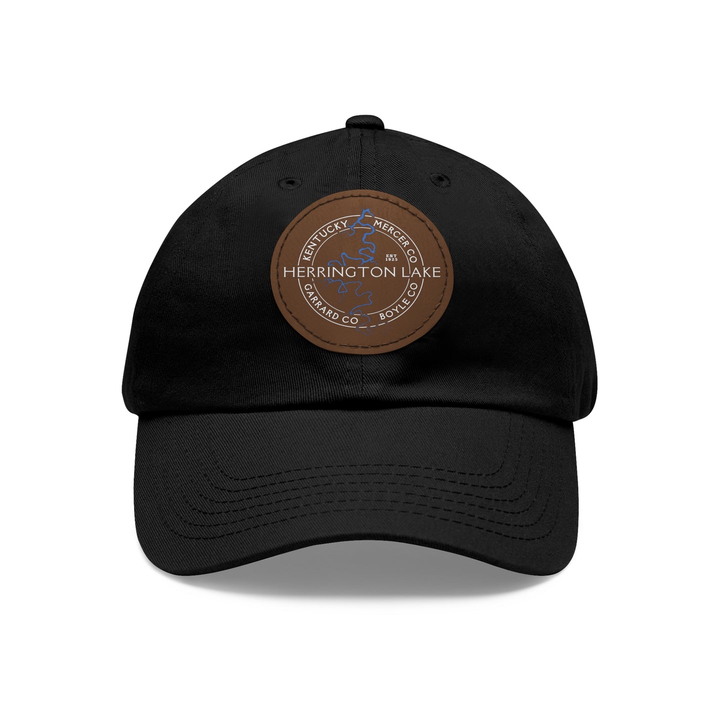 The "Classic" Herrington Lake and County Dad Hat with Leather Patch (Round)