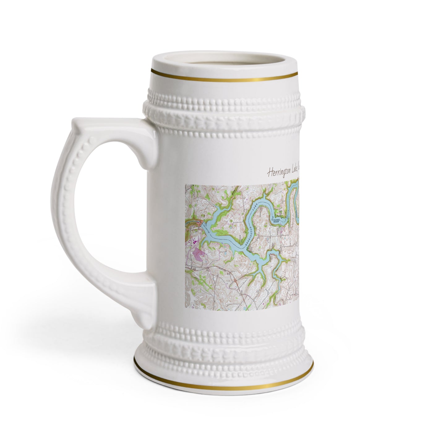 Herrington Lake 1952 USGS Topographic Map Collectible Ceramic Beer Stein Mug, Natural Colors