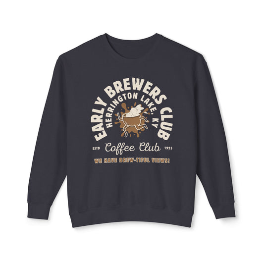 "Early Brewers Club" Coffee House Collection Lightweight Crewneck Sweatshirt by Comfort Colors