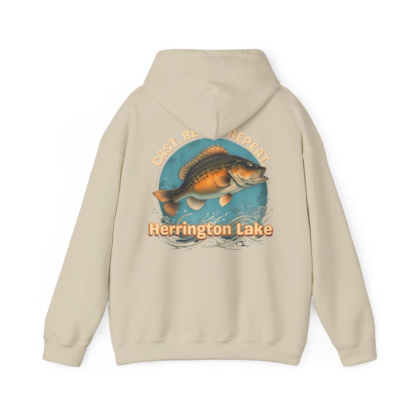 Cast. Relax. Repeat. Herrington Lake Double-Sided Unisex Heavy Blend™ Hooded Sweatshirt