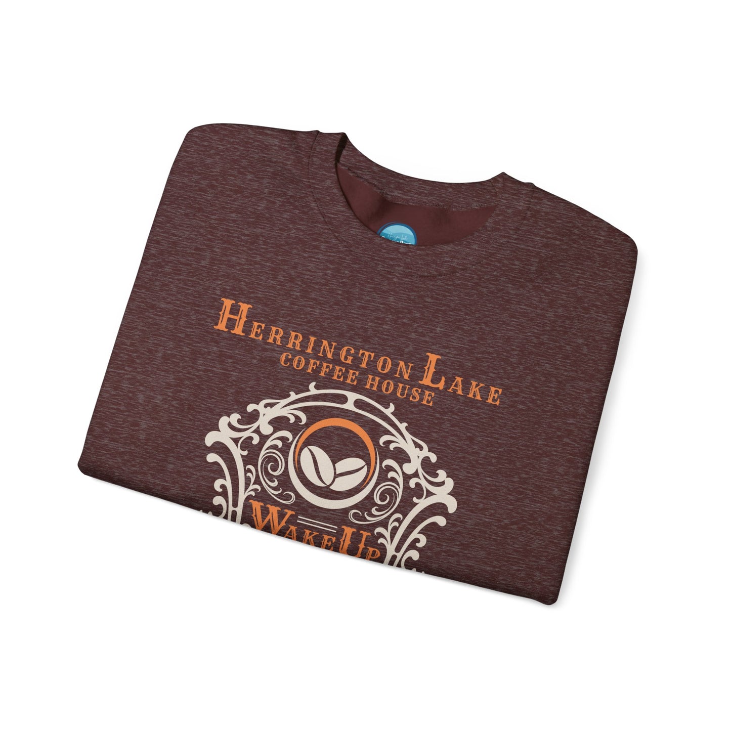 "Wake Up and Smell The Lake Life" Coffee House Collection Unisex Heavy Blend™ Crewneck Sweatshirt