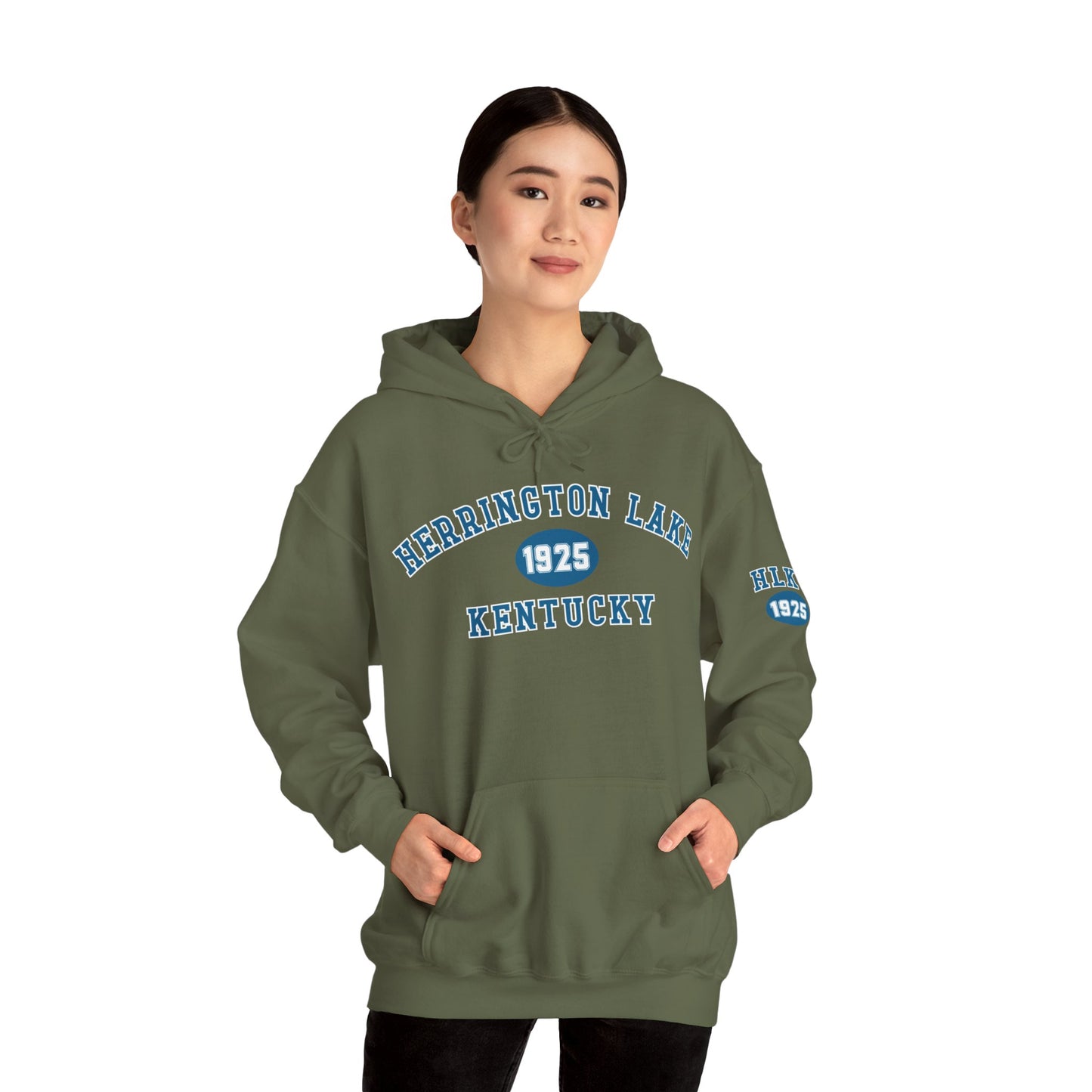 Herrington Lake Collegiate Collection Unisex Heavy Blend™ Hooded Sweatshirt w/ Printed Sleeve Accent