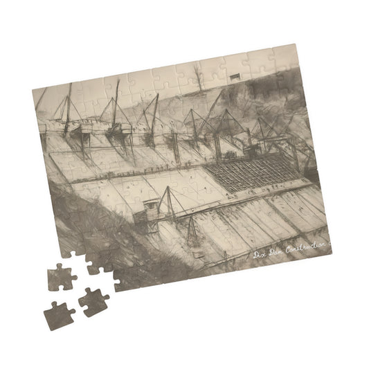 Dix Dam Under Construction in Pencil Jigsaw Puzzle (110, 252, 500 & 1000 pieces)
