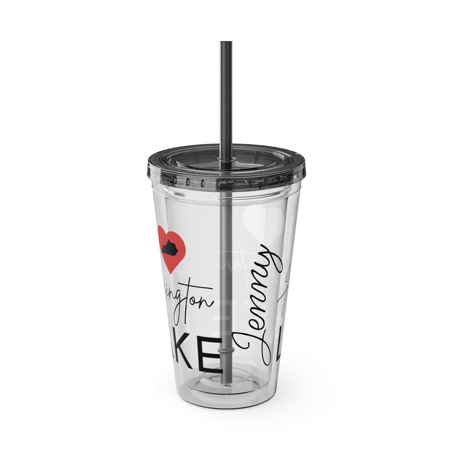 Customized Name I ❤️ Herrington Lake Sunsplash Tumbler with Straw, 16oz