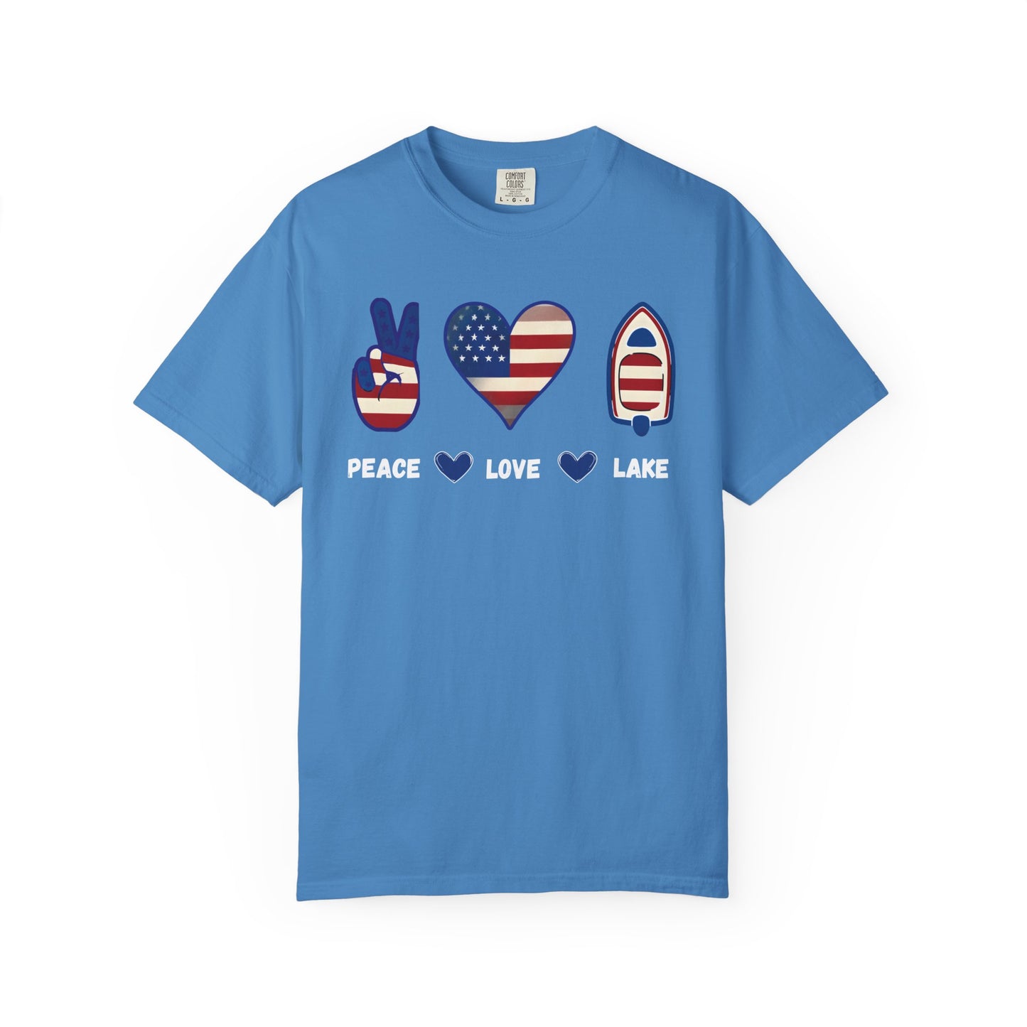 Peace Love Lake Unisex Lake Patriots Collection Premium Garment-Dyed Comfort Colors TShirt