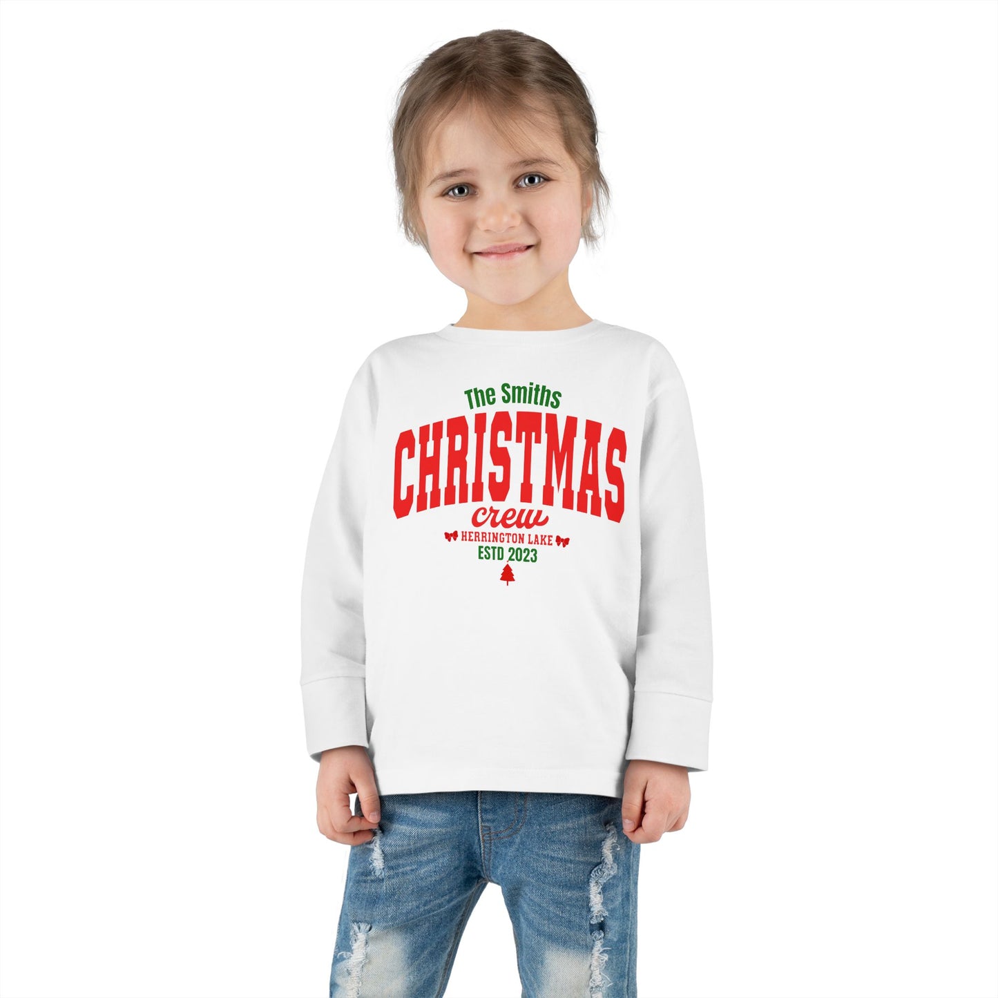 Personlized Custom Herrington Lake Christmas Crew Toddler Long Sleeve Tee