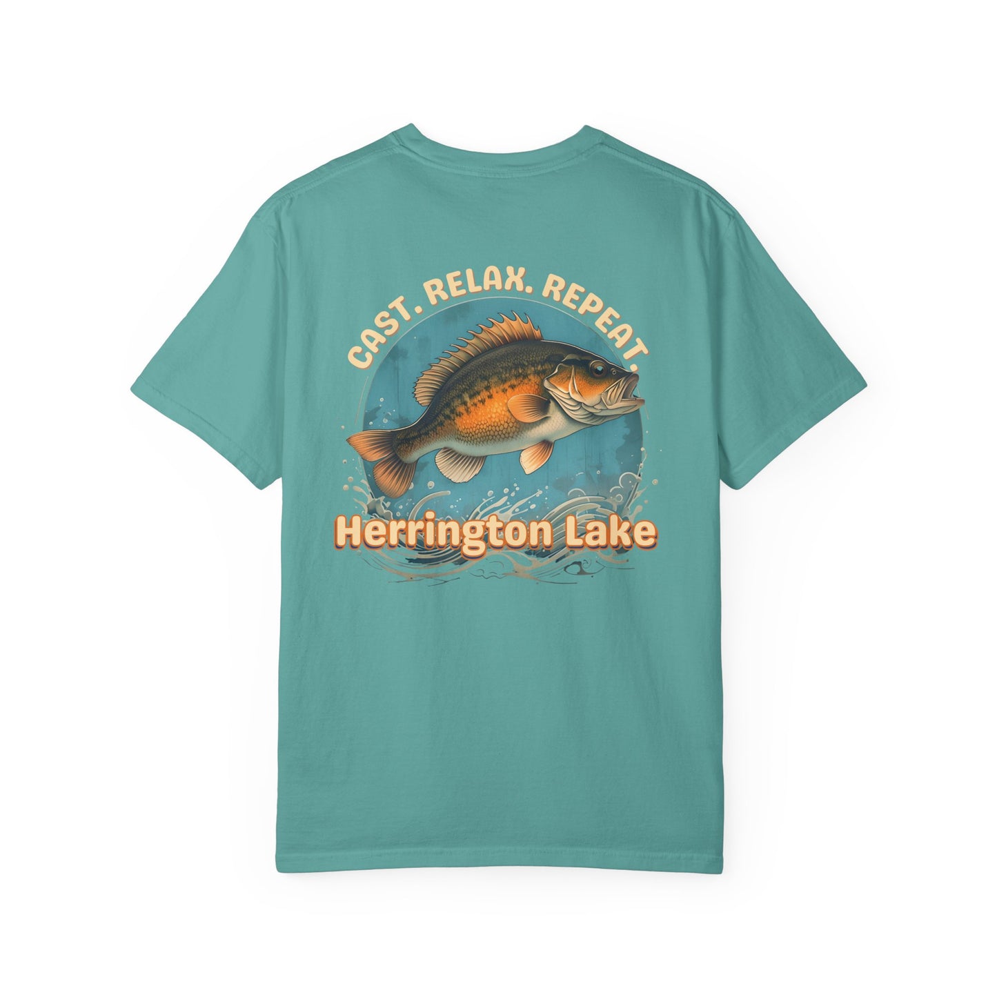 Cast. Relax. Repeat. Herrington Lake Double-Sided Premium Garment-Dyed Comfort Colors TShirt