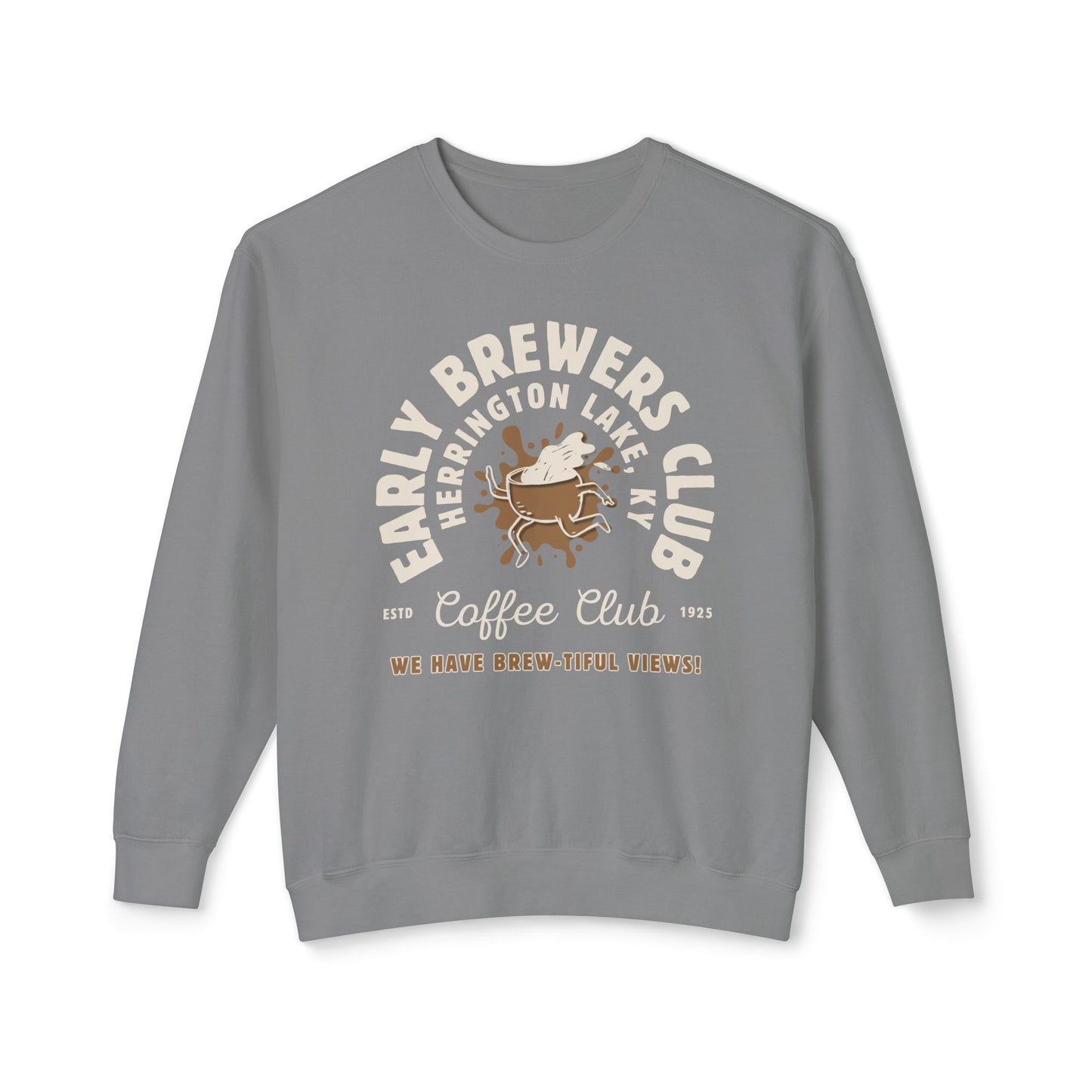 "Early Brewers Club" Coffee House Collection Lightweight Crewneck Sweatshirt by Comfort Colors