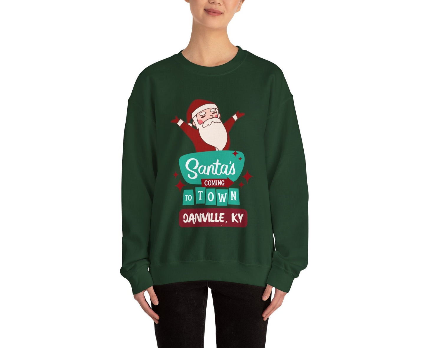 Santa is Coming to Danville KY Heavy Blend™ Crewneck Sweatshirt