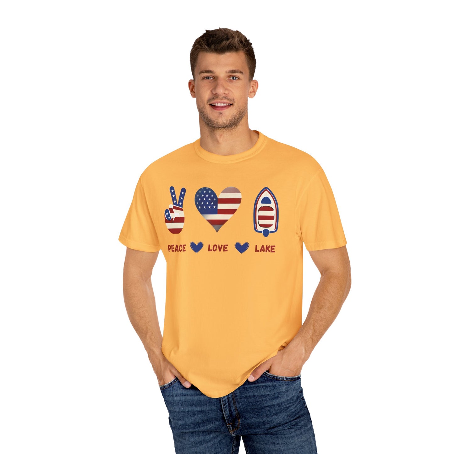 Peace Love Lake Unisex Lake Patriots Collection Premium Garment-Dyed Comfort Colors TShirt
