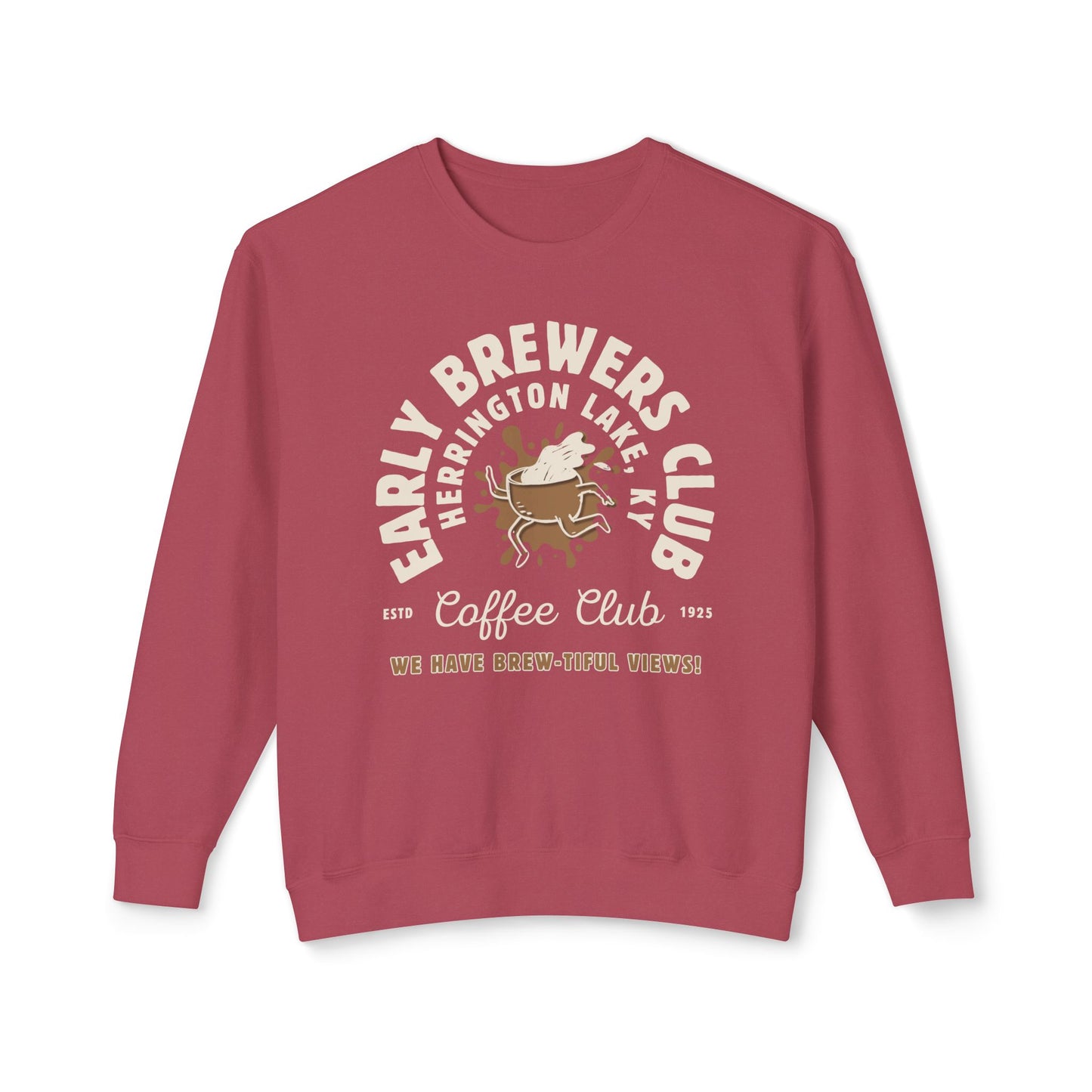 "Early Brewers Club" Coffee House Collection Lightweight Crewneck Sweatshirt by Comfort Colors