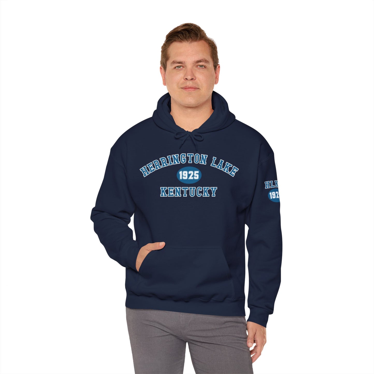 Herrington Lake Collegiate Collection Unisex Heavy Blend™ Hooded Sweatshirt w/ Printed Sleeve Accent