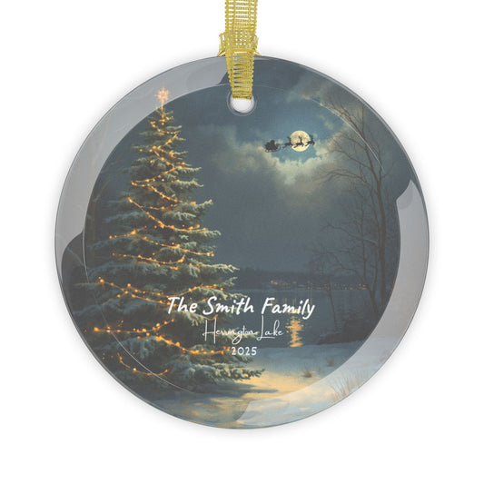 Custom Personalized Herrington Lake Christmas 2025 Glass Ornaments