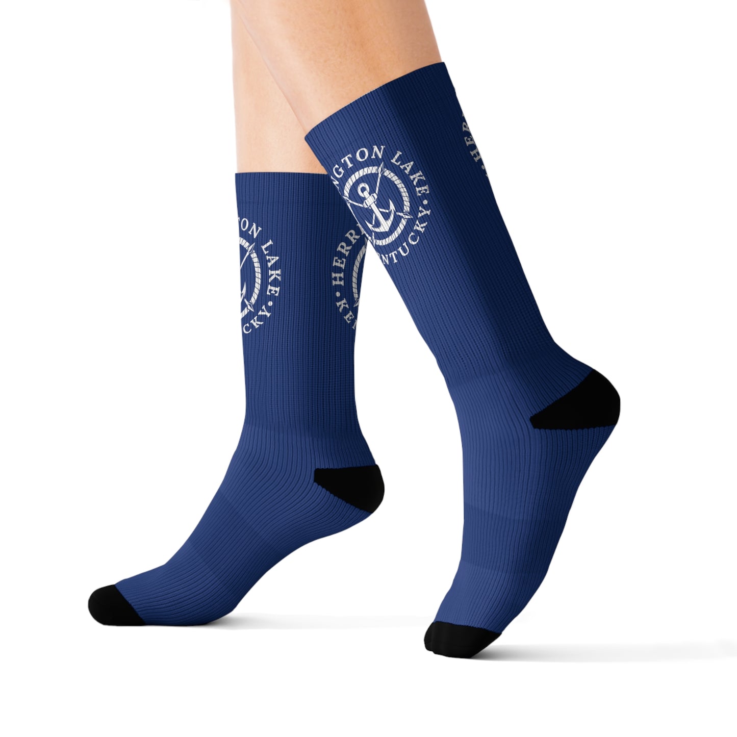 Herrington Lake Nautical Collection Socks - White on Blue