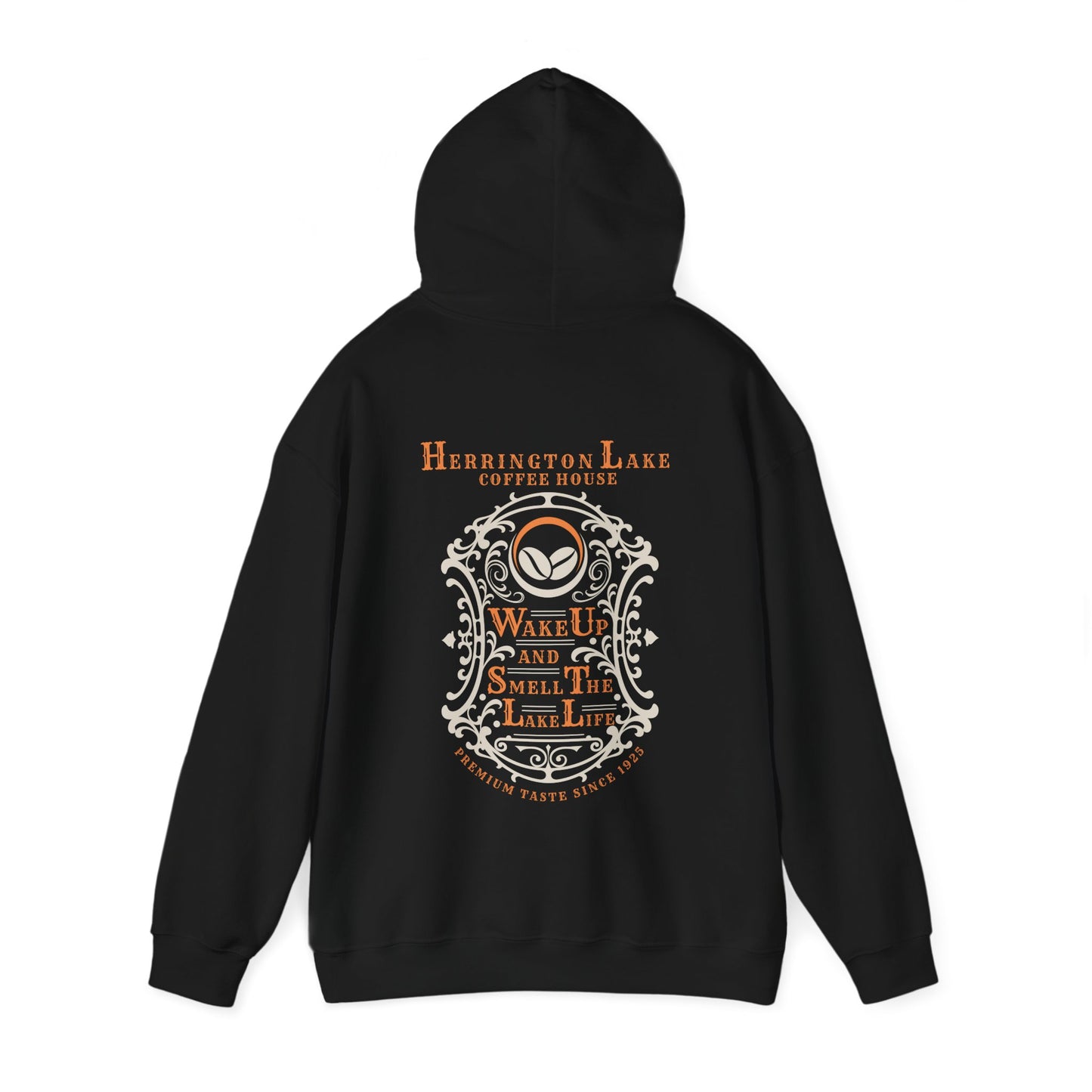 "Wake Up And Smell The Lake Life" Coffee House Collection Double-Sided Print Heavy Blend™ Hooded Sweatshirt