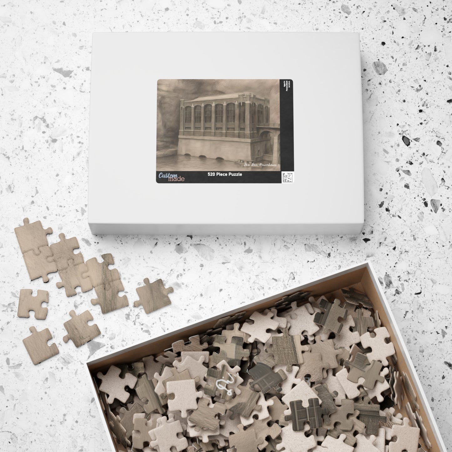 Dix Dam Powerhouse c. 1925 in Pencil Jigsaw Puzzle (110, 252, 500 & 1000 pieces)
