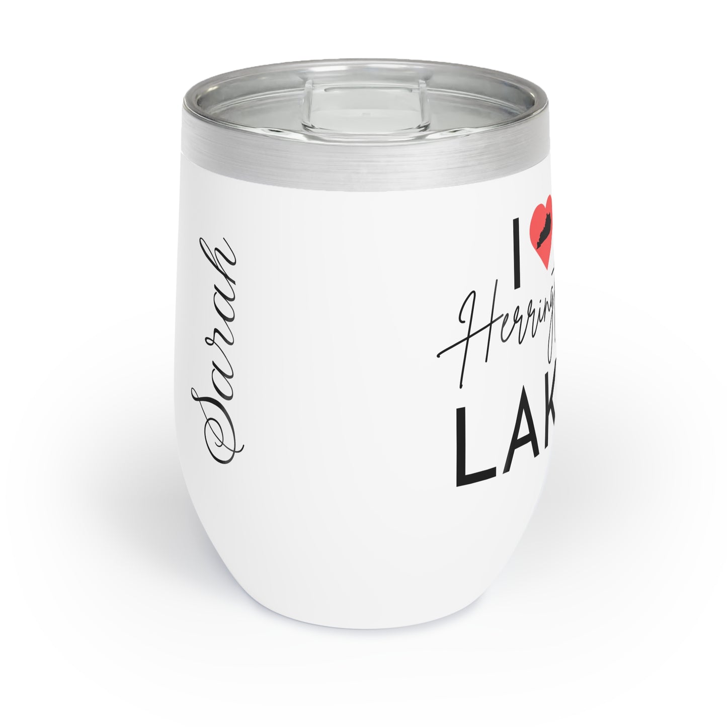 Customized Name I ❤️ Herrington Lake Chill Wine Tumbler