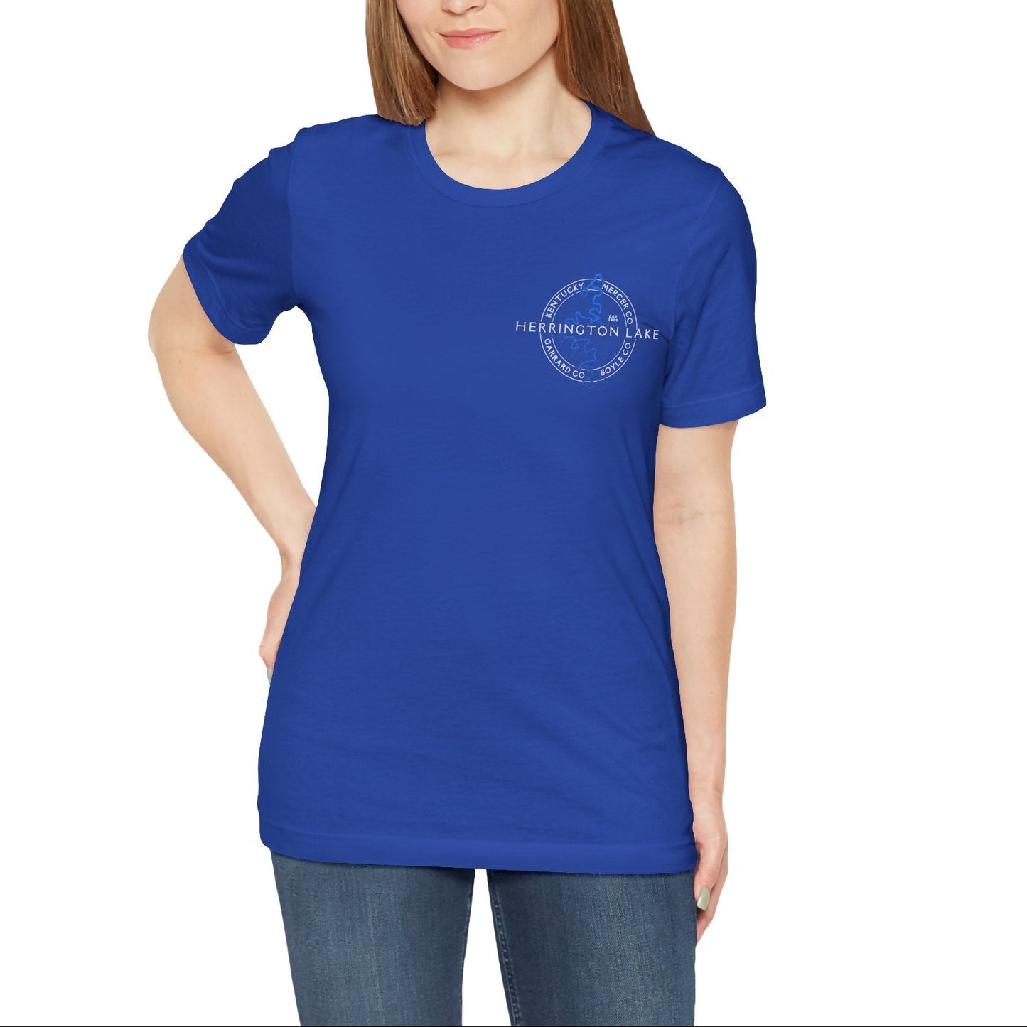 "The Classic" Herrington Lake and County Double-Sided Print Unisex Jersey Knit Cotton Short Sleeve Tee