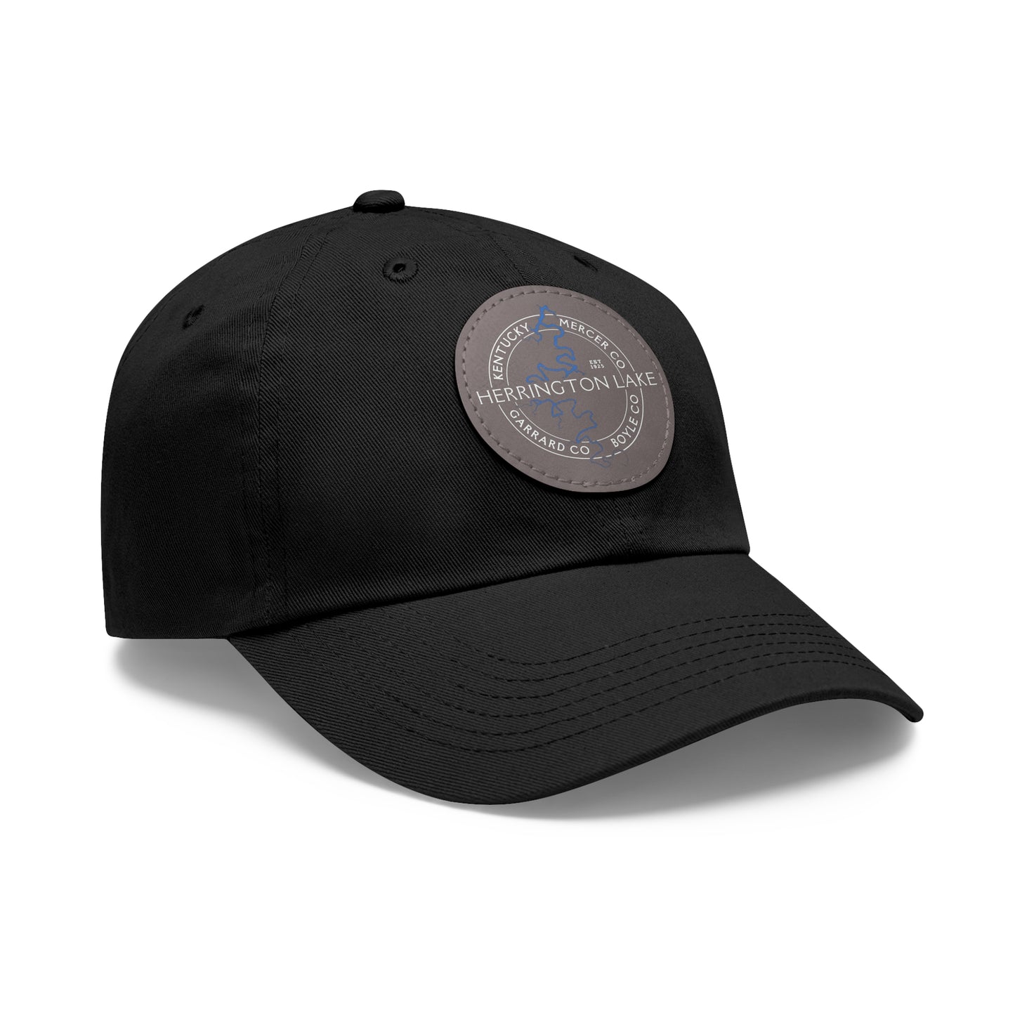 The "Classic" Herrington Lake and County Dad Hat with Leather Patch (Round)