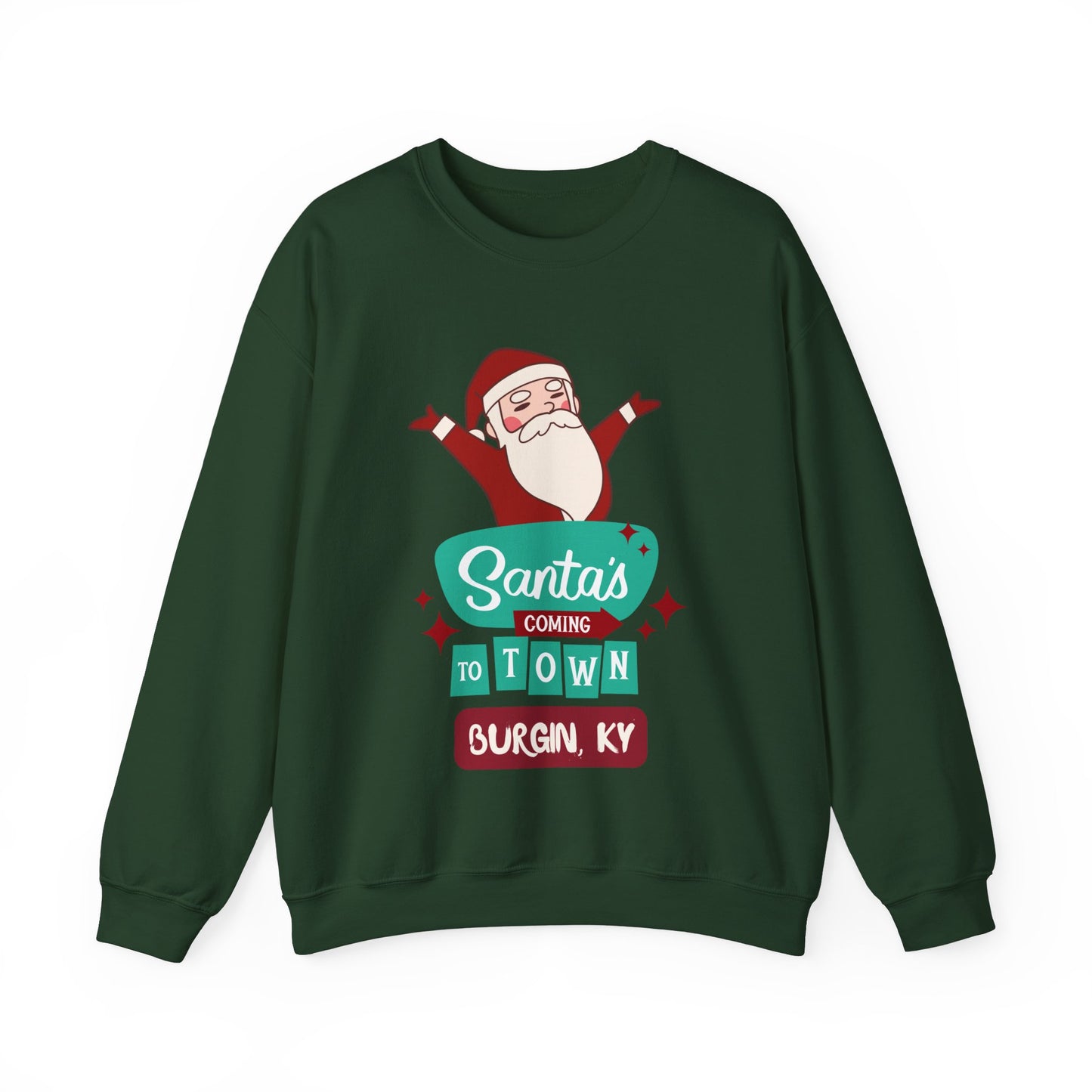 Santa is Coming to Burgin KY Heavy Blend™ Crewneck Sweatshirt