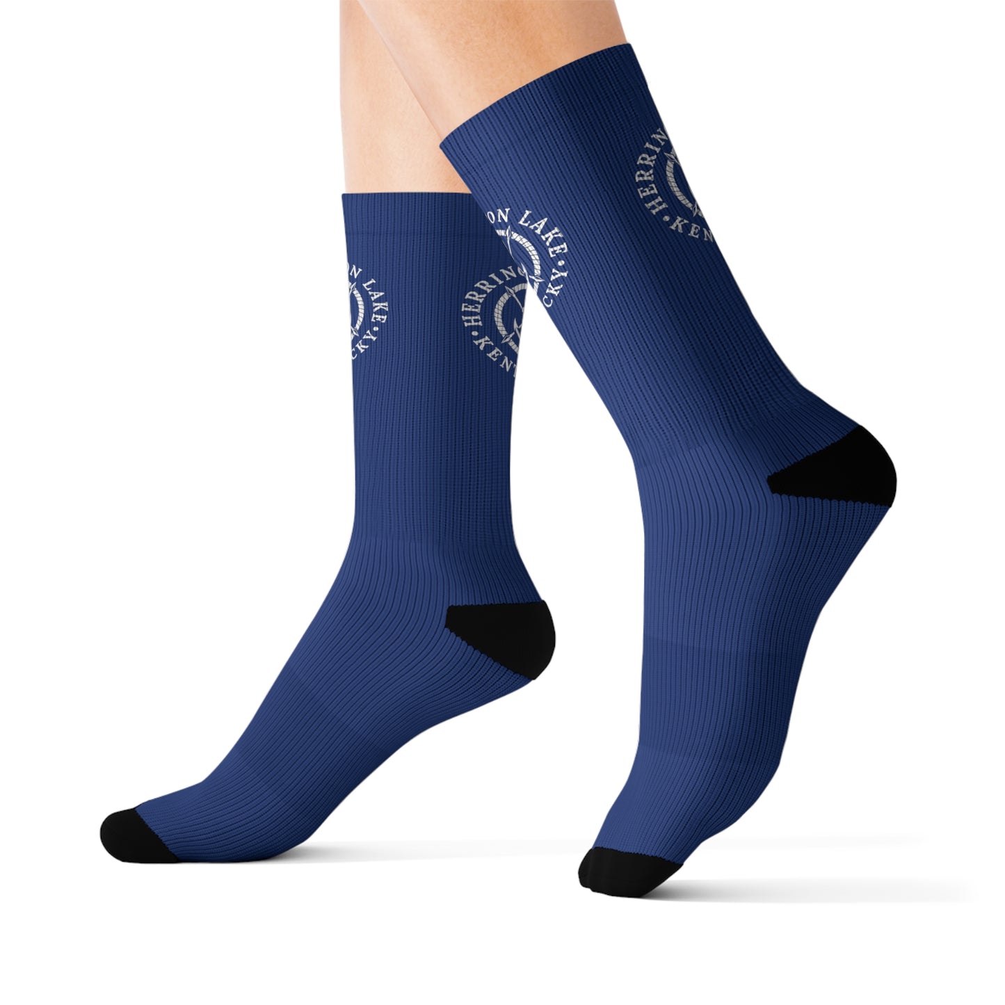 Herrington Lake Nautical Collection Socks - White on Blue