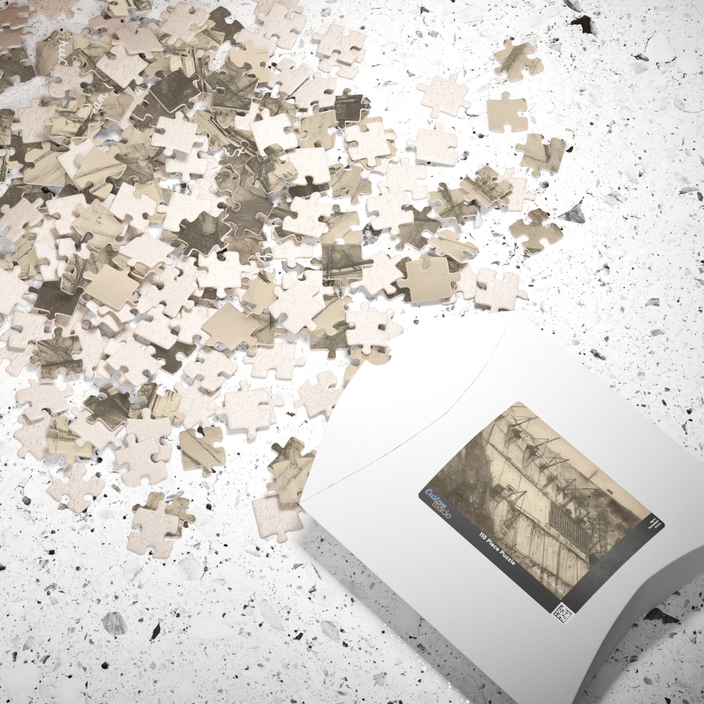 Dix Dam Under Construction in Pencil Jigsaw Puzzle (110, 252, 500 & 1000 pieces)