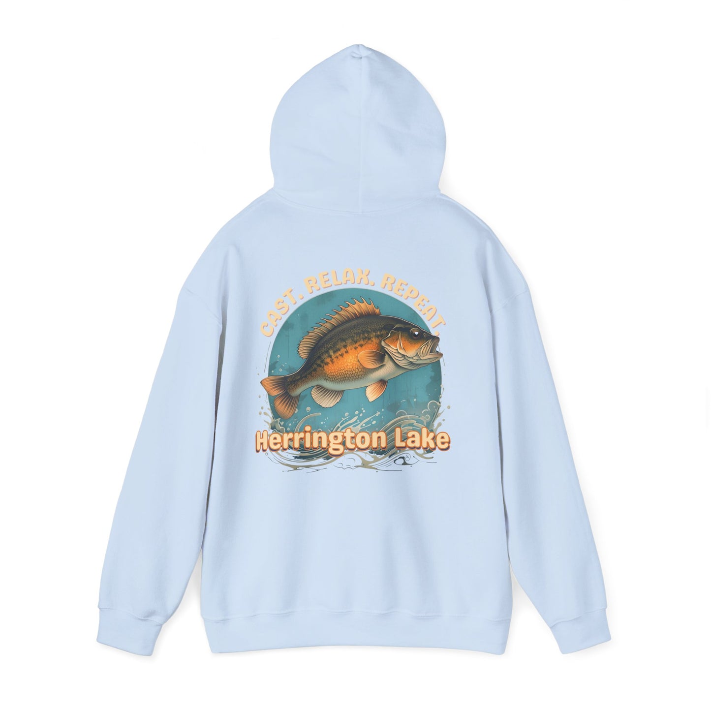 Cast. Relax. Repeat. Herrington Lake Double-Sided Unisex Heavy Blend™ Hooded Sweatshirt