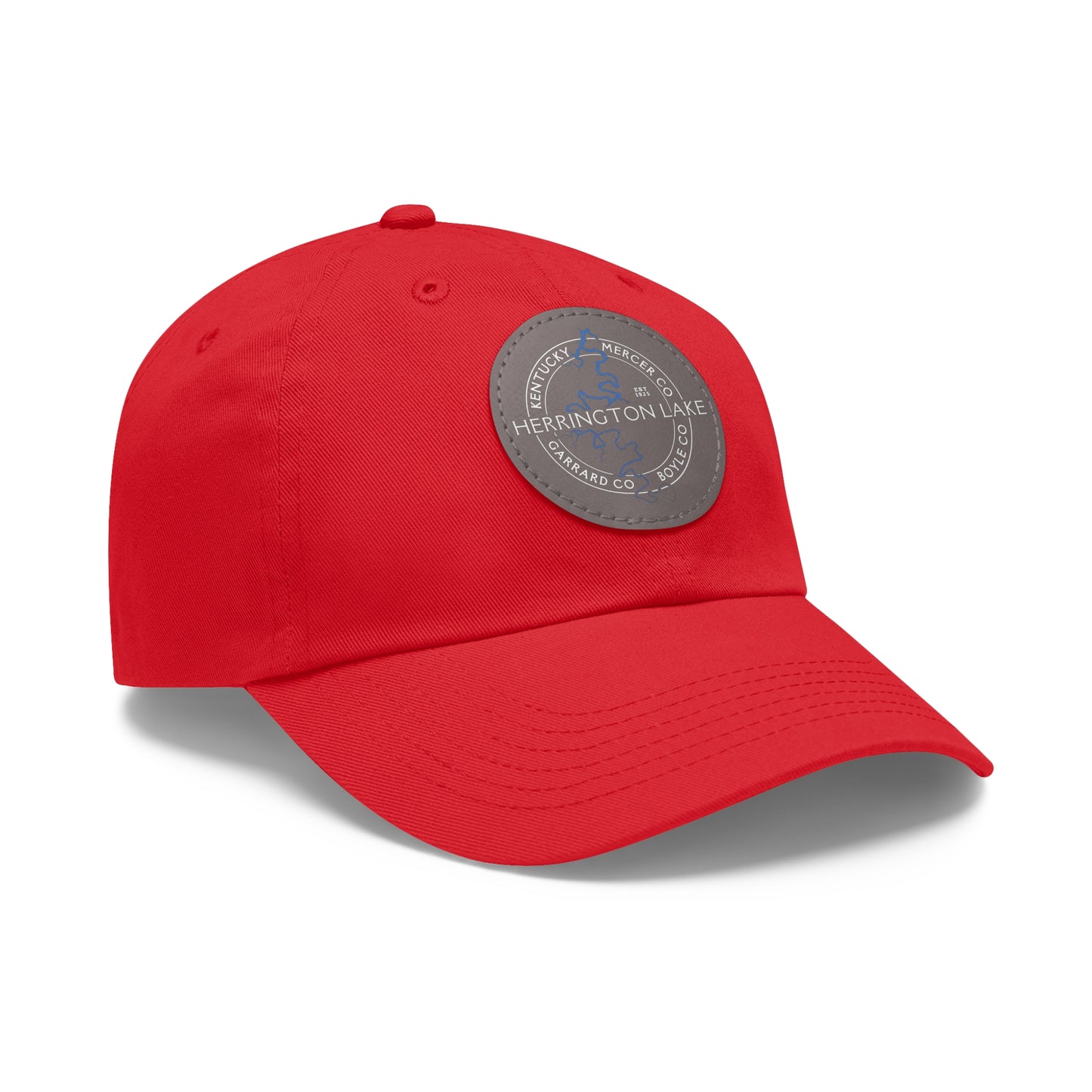 The "Classic" Herrington Lake and County Dad Hat with Leather Patch (Round)
