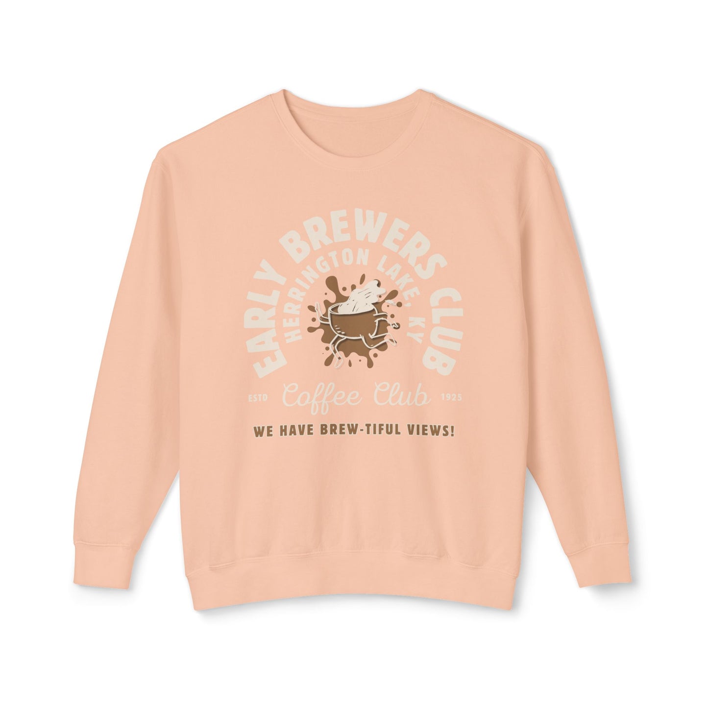 "Early Brewers Club" Coffee House Collection Lightweight Crewneck Sweatshirt by Comfort Colors