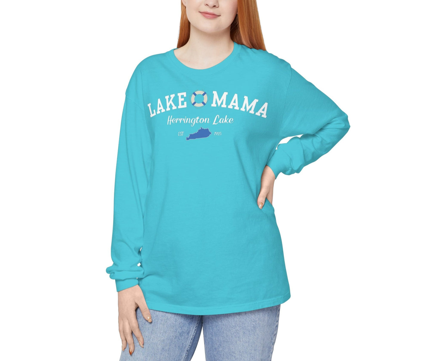 "Lake Mama" Garment-Dyed Premium Comfort Colors™ Long Sleeve T-Shirt