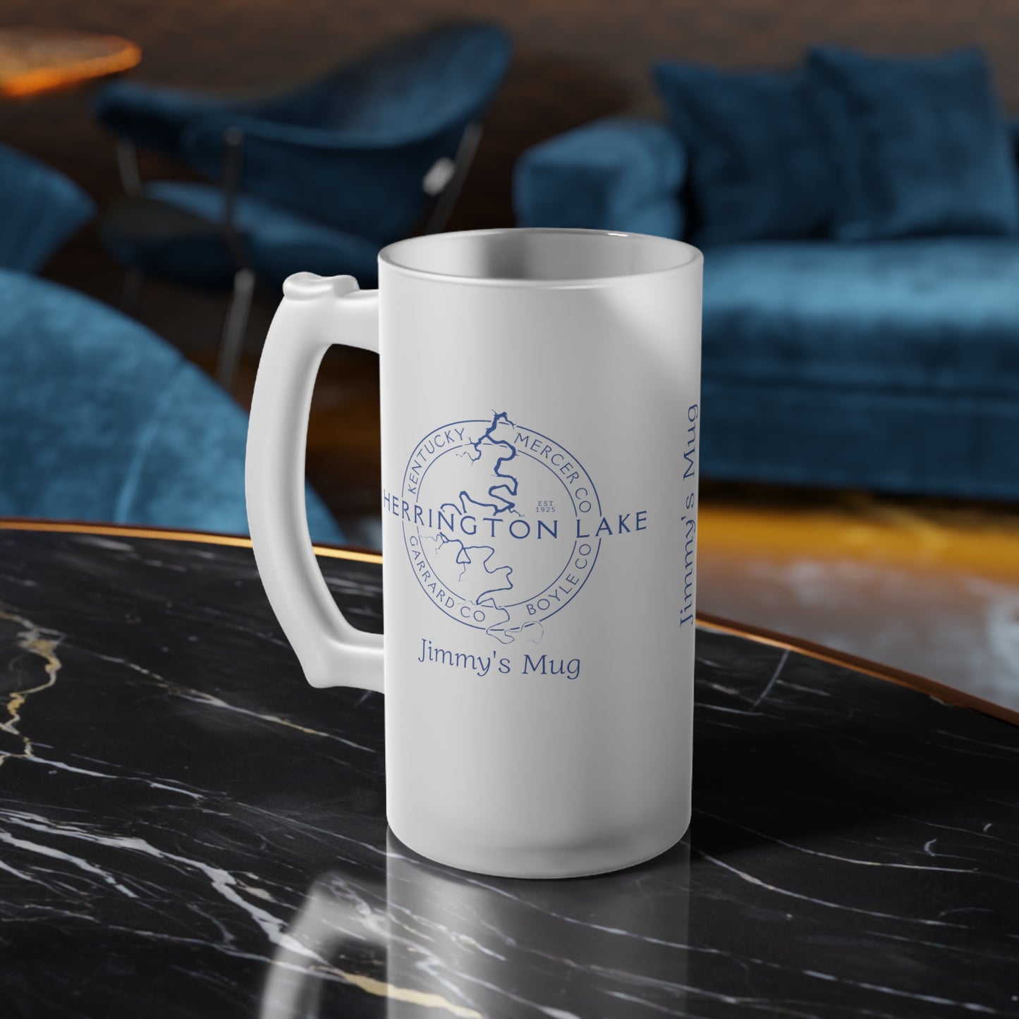 The Personalized Custom "Classic" Herrington Lake and County Frosted Glass Beer Mug