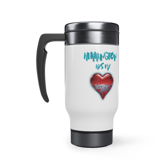 "Herrington Has My Heart" Stainless Steel Travel Mug with Handle, 14oz