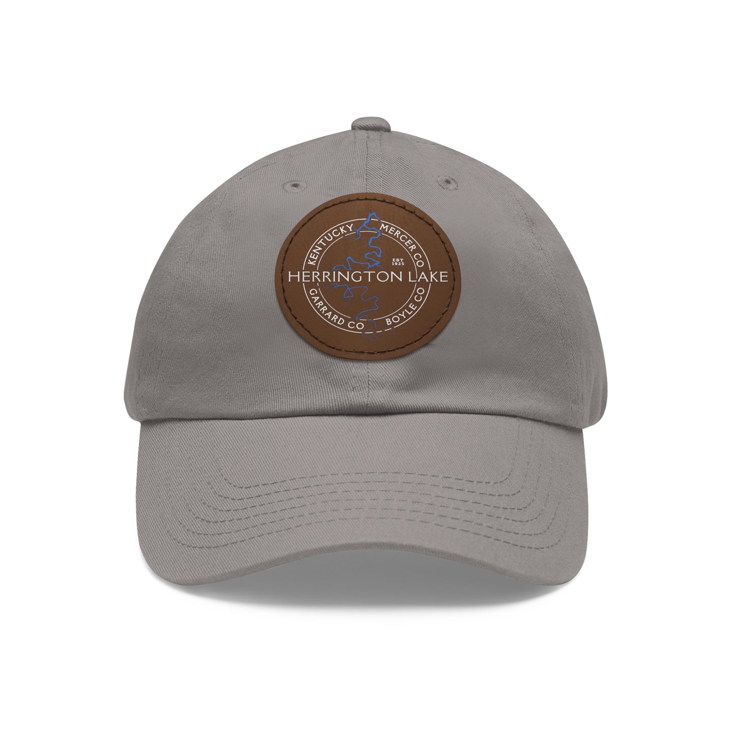 The "Classic" Herrington Lake and County Dad Hat with Leather Patch (Round)