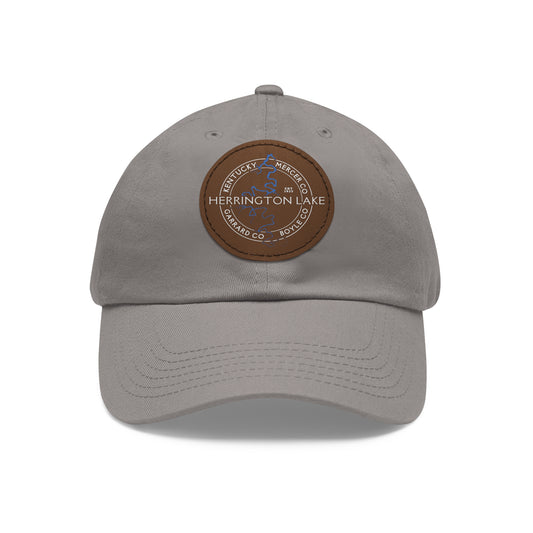 The "Classic" Herrington Lake and County Dad Hat with Leather Patch (Round)