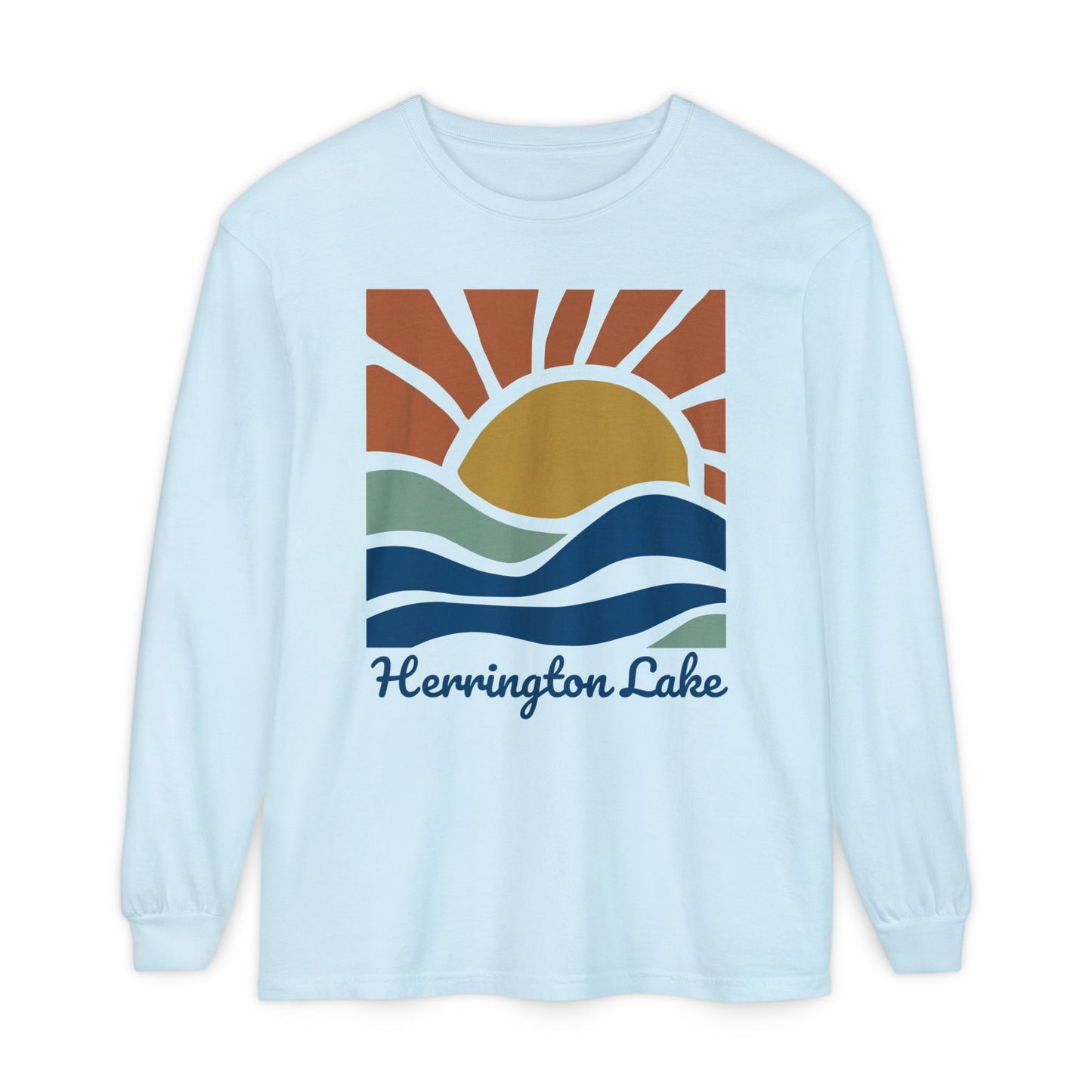 "Sunrise Serenity" Herrington Lake Garment-Dyed Premium Comfort Colors™ Long Sleeve T-Shirt