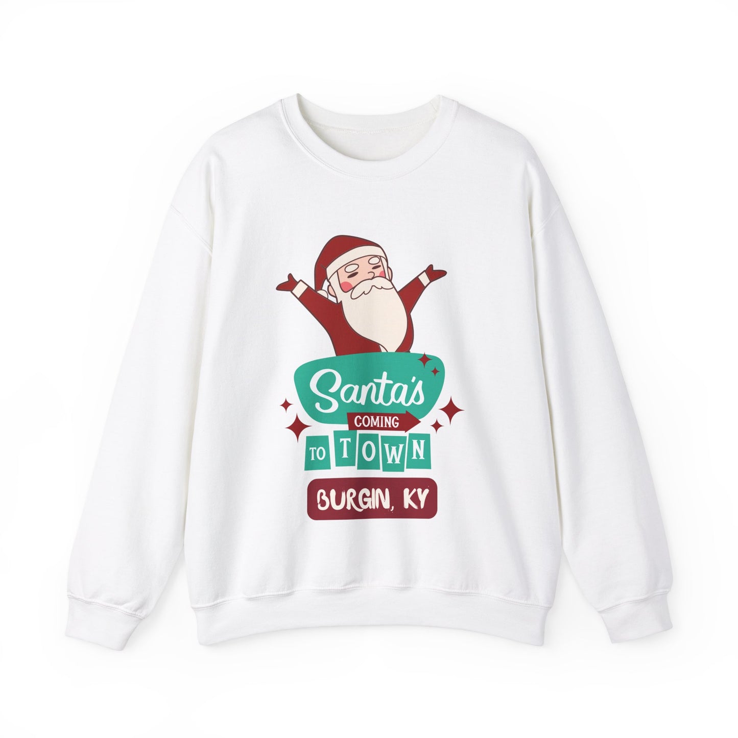 Santa is Coming to Burgin KY Heavy Blend™ Crewneck Sweatshirt