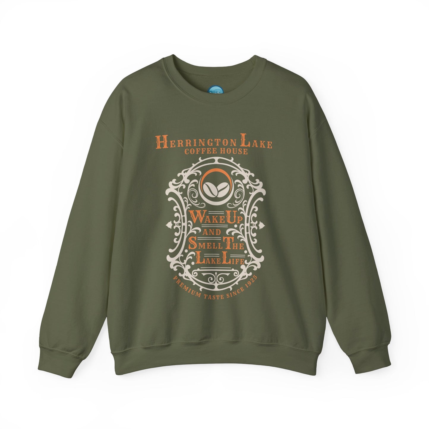 "Wake Up and Smell The Lake Life" Coffee House Collection Unisex Heavy Blend™ Crewneck Sweatshirt