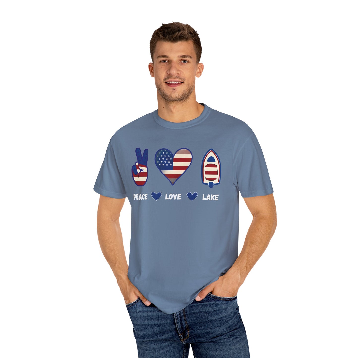Peace Love Lake Unisex Lake Patriots Collection Premium Garment-Dyed Comfort Colors TShirt