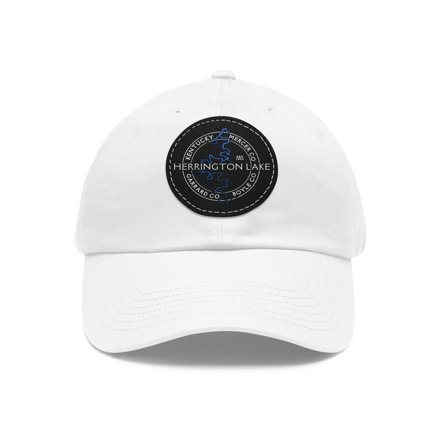 The "Classic" Herrington Lake and County Dad Hat with Leather Patch (Round)