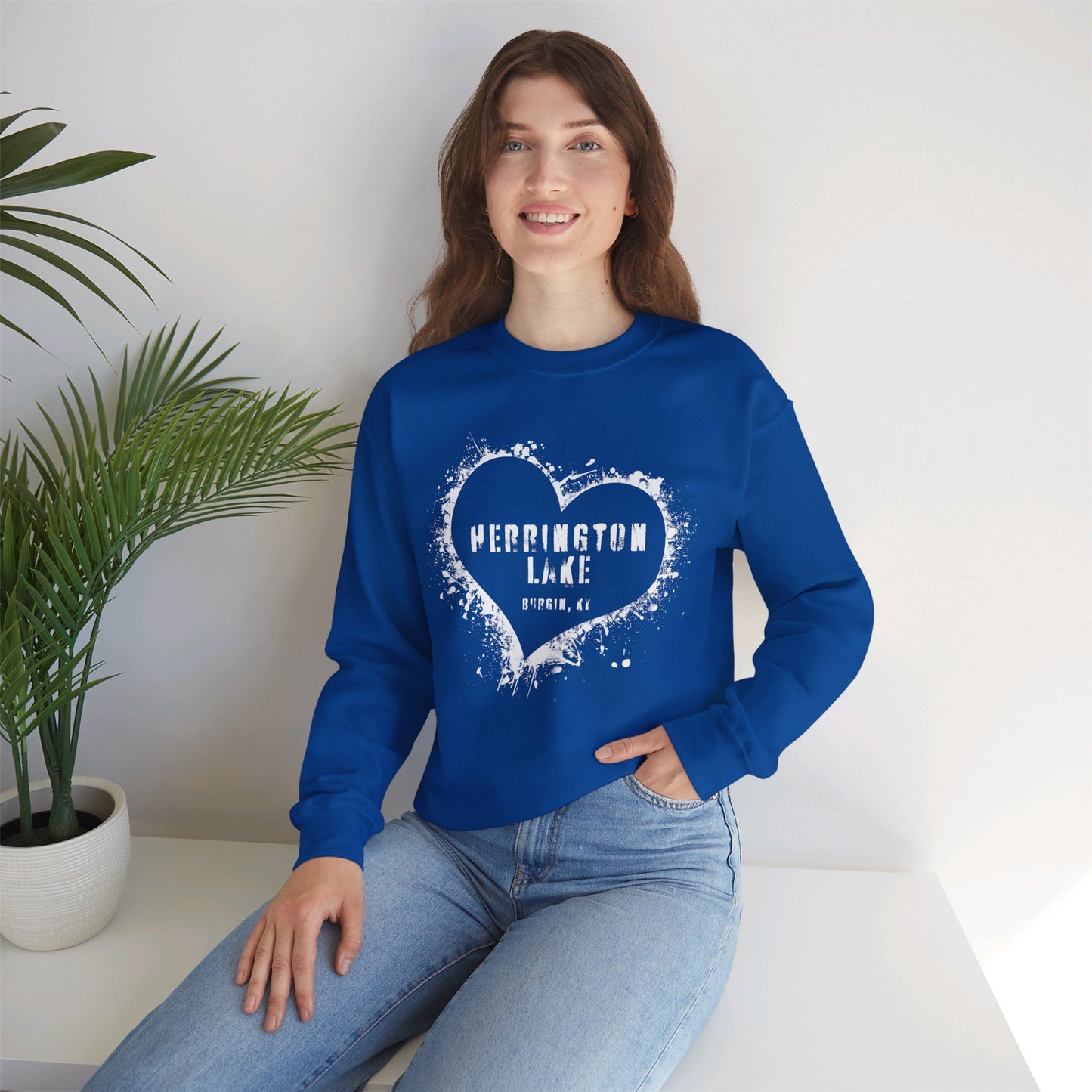 Herrington Lake Heart & Hometown Unisex Heavy Blend™ Crewneck Sweatshirt (Burgin, KY)