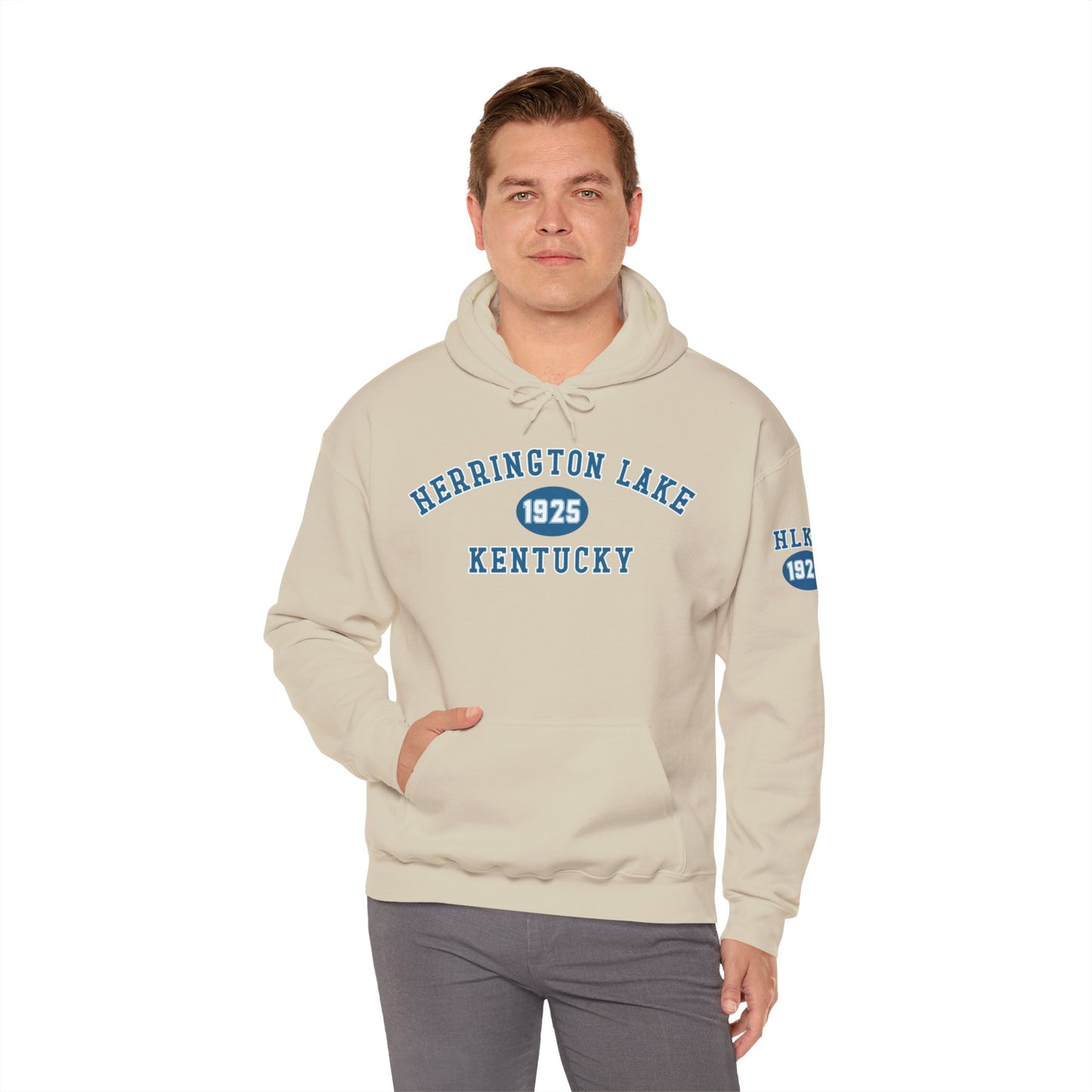 Herrington Lake Collegiate Collection Unisex Heavy Blend™ Hooded Sweatshirt w/ Printed Sleeve Accent