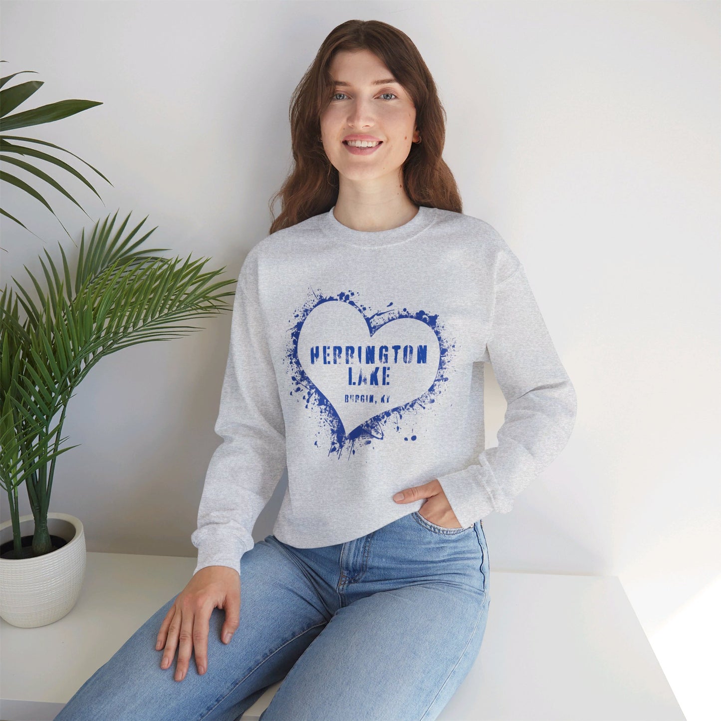 Herrington Lake Heart & Hometown Unisex Heavy Blend™ Crewneck Sweatshirt (Burgin, KY)