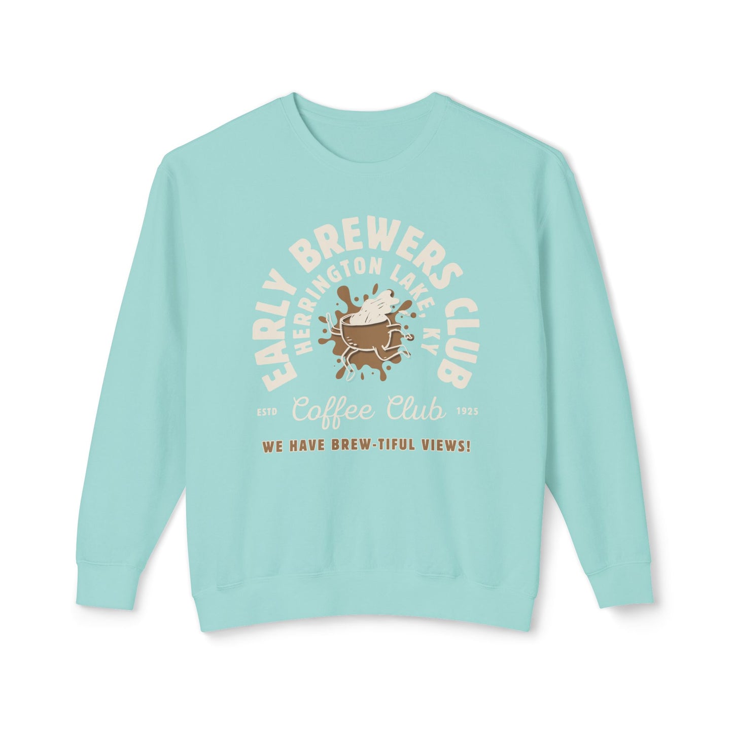 "Early Brewers Club" Coffee House Collection Lightweight Crewneck Sweatshirt by Comfort Colors