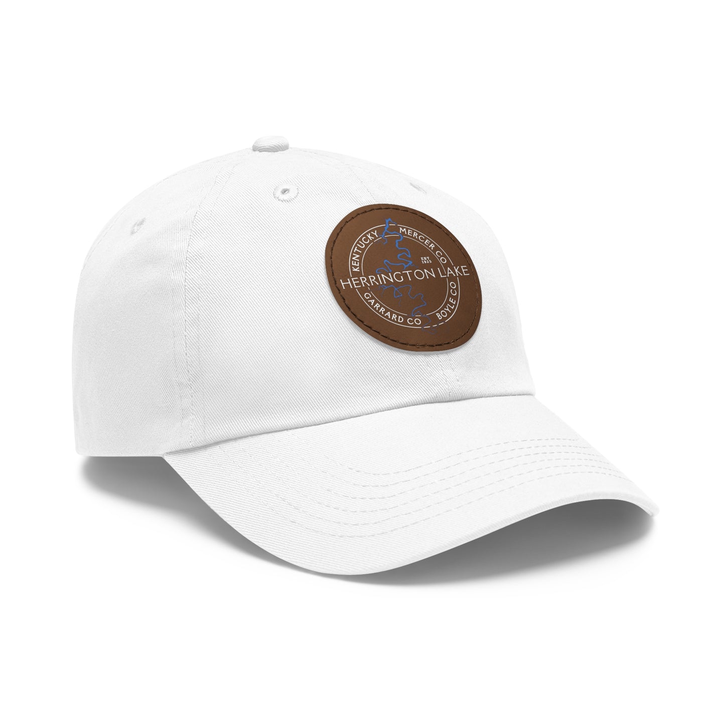 The "Classic" Herrington Lake and County Dad Hat with Leather Patch (Round)