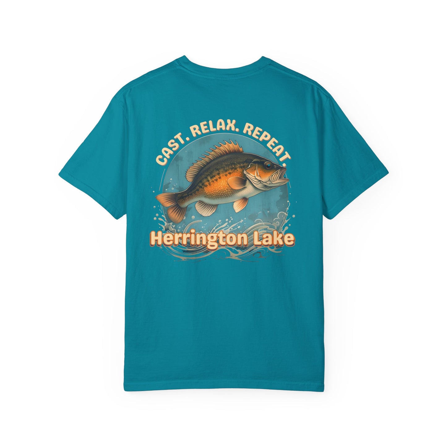 Cast. Relax. Repeat. Herrington Lake Double-Sided Premium Garment-Dyed Comfort Colors TShirt